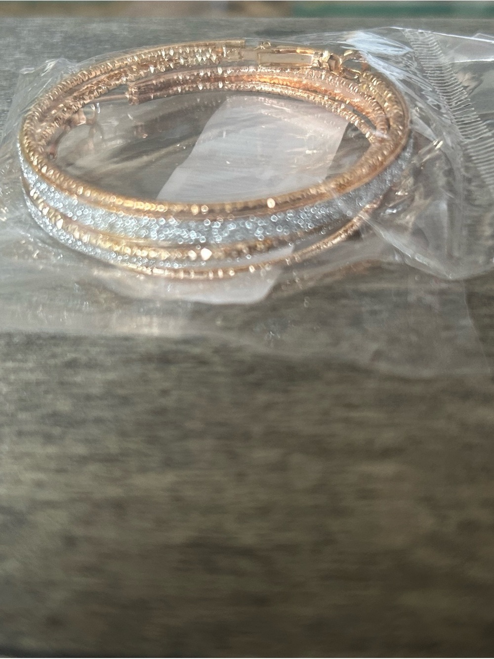 Rose Gold and Silver Crystal Bangle Set - Women Jewelry
